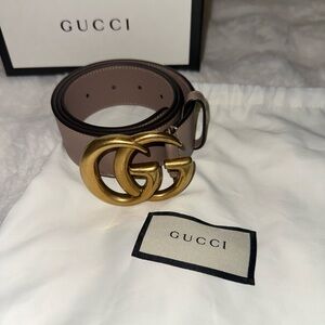 Gucci Women's Belt with Gold GG Buckle